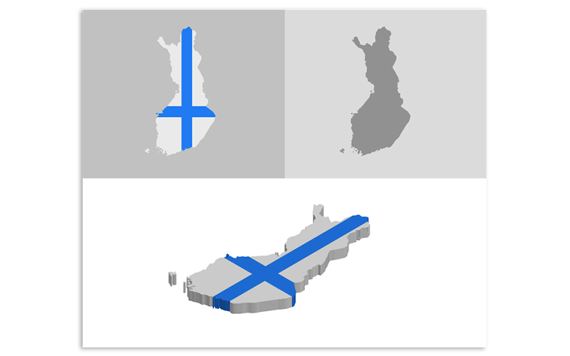 Download Vector "3D and Flat Finland Map - Vector Image" / 3D and Flat Finland Map - Vector Image - Vector на тему графика atlas,border,capitals,cartography,chart,company,countries,country,dotted map,education,geography,headquarters,infographic,infographic map,layered,map,ocean,pins,route,stripes
