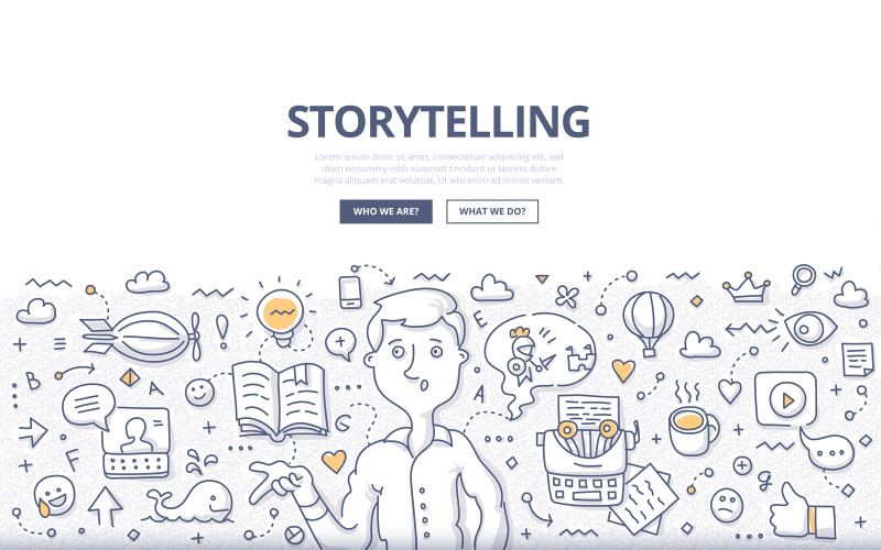Download Vector "Storytelling Doodle Concept - Vector Image" / Storytelling Doodle Concept - Vector Image - Vector на тему графика blog,advertising,promotion,business,marketing,social media,message,campaign,content,storytelling,advert,story,branding,communication,strategy,concept,internet,sharing,viral,interest