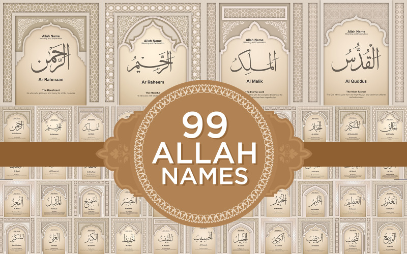 Download Vector "99 Names of Allah with Meaning and Explanation - Vector Image" / 99 Names of Allah with Meaning and Explanation - Vector Image - Vector на тему графика allah,beautiful,names,write,education,arabic,written,handwriting,mosque,character,religion,font,calligraphic,artwork,letters,typography,art,illustration,muslim,arabian
