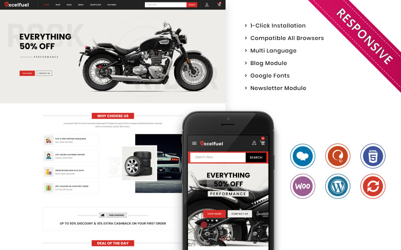 отзывчивая тема woocommerce автомобильного магазина