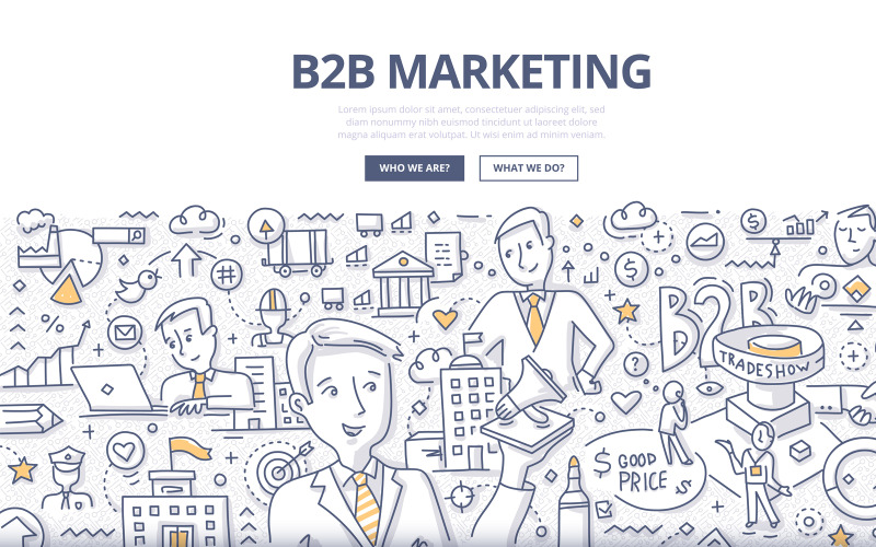 Download Vector "B2B Marketing Doodle Concept - Vector Image" / B2B Marketing Doodle Concept - Vector Image - Vector на тему графика company,corporate,business,marketing,social media,manager,product,advert,communication,doodle,entrepreneur,businessman,profit,partner,purchase,supplies,buying,b2b,relashionship,trade show