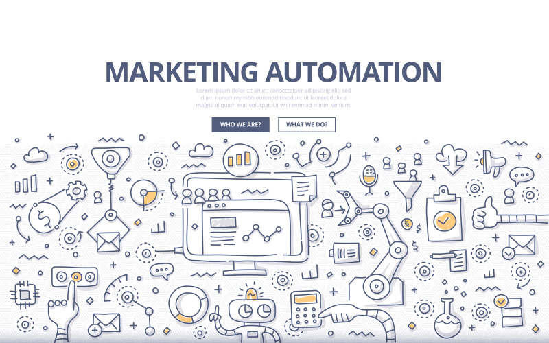 Download Vector "Marketing Automation Doodle Concept - Vector Image" / Marketing Automation Doodle Concept - Vector Image - Vector на тему графика management,business,technology,marketing,software,social media,schedule,content,email,crm,task,development,communication,doodle,process,concept,internet,automation,workflow,lead generation