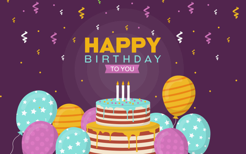 Download Background "Birthday Celebration Party Background" / Birthday Celebration Party Background - Background на тему графика happy,birthday,celebration,party,balloon,cake,banner,greeting,card,illustration,vector,celebrate,background,confetti,anniversary,template,poster,birth,day,abstract