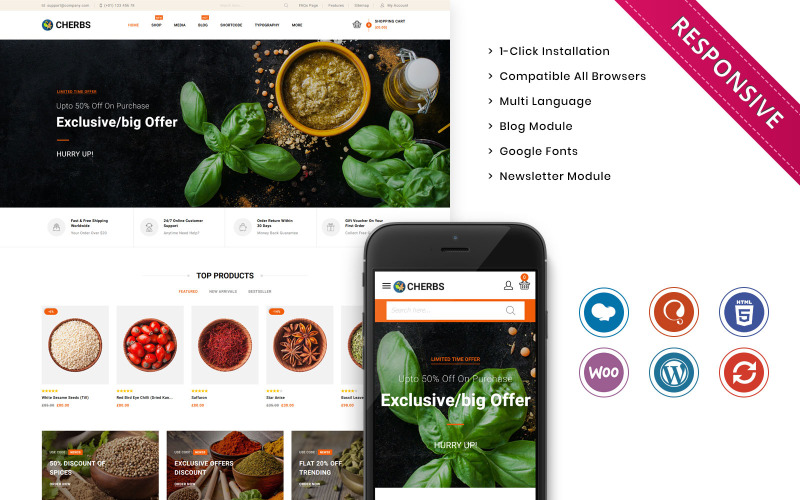 магазин специй отзывчивая тема woocommerce