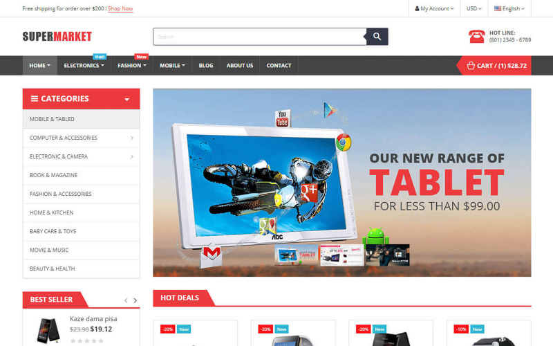 супермаркет магазин elementor ecommerce prestashop тема