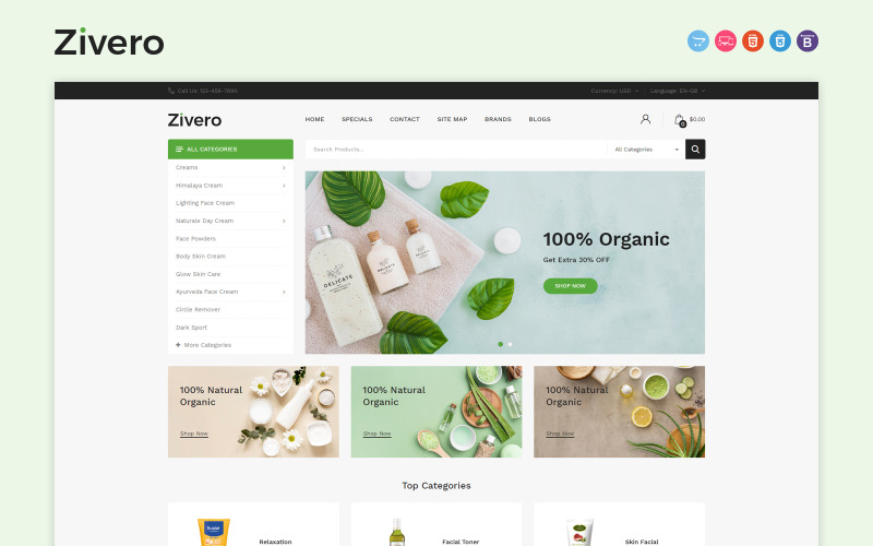 шаблон zivero opencart