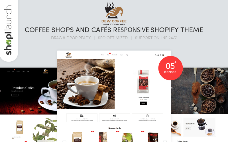 Coffee Shops &amp; Cafes Responsive Shopify Theme