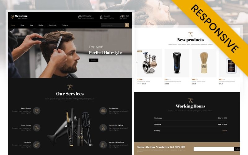 парикмахерская магазин woocommerce тема