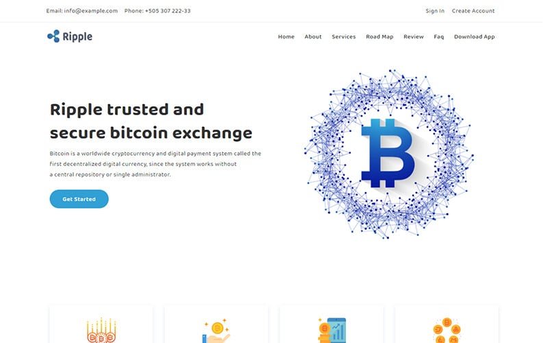 Bitcoin &amp; Cryptocurrency Landing Page Template