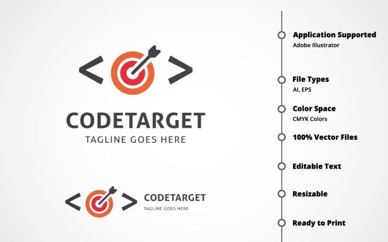 Download Шаблон логотипа "Code Target Logo Template" / Code Target Logo Template - Шаблон логотипа на тему графика code,codes,code team,computer,cool,css,cute,fun,gamer,gaming,html,javascript,network,networking,program,programer,script,web,world,target