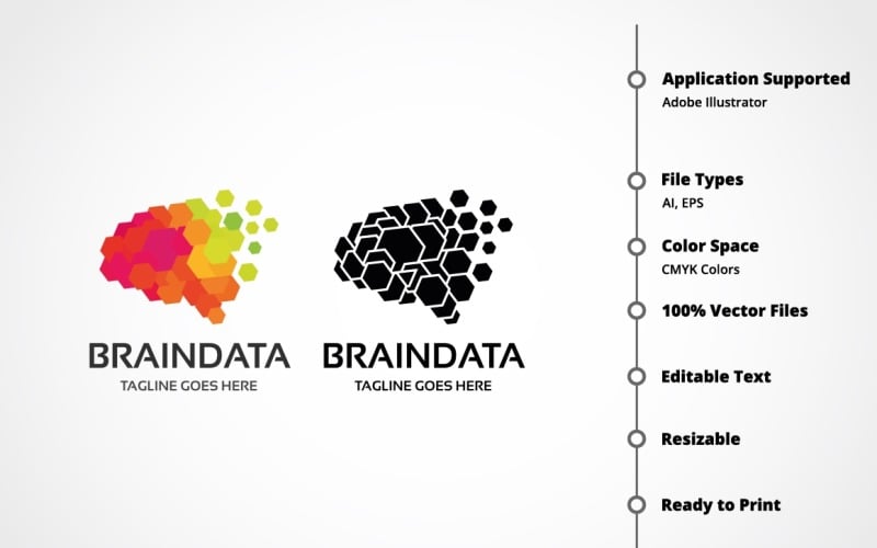 Download Шаблон логотипа "Brain Data Logo Template" / Brain Data Logo Template - Шаблон логотипа на тему графика brain,brainstorm,concept,creativity,data,design,develop,genius,idea,information,innovation,inspiration,intellect,intelligence,mental,mind,people,pixel,smart,software