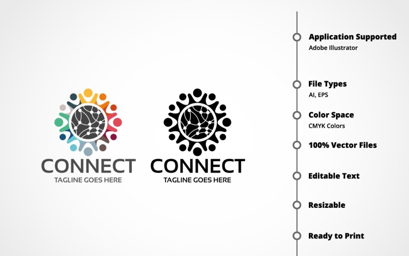 Download Шаблон логотипа "Connect Logo Template" / Connect Logo Template - Шаблон логотипа на тему графика abstract,business,communications,computer,connect,consulting,global,globe,internet,security,services,social,software,solution,sphere,symbol,system,tech,technology,vector