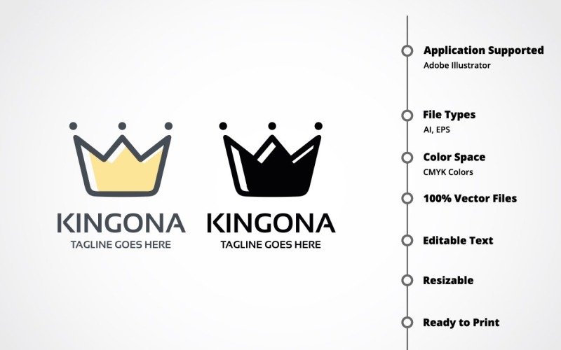 Download Шаблон логотипа "Kingona Logo Template" / Kingona Logo Template - Шаблон логотипа на тему графика agency,aparel,brand,branding,castle,clean,clothing,company,design studio,elegant,epic,fashion,freelance,hip hop,kingdom,majestic,media,multimedia,music,music production