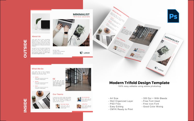 Download PSD шаблон "Minimal Pro Trifold Brochure PSD Template" / Minimal Pro Trifold Brochure PSD Template - PSD шаблон на тему графика trifold template,brochure template,flyer template,psd template,trifold psd template,photoshop template,modern,minimalist,business trifold,trifold brochure,trifold mockup,ads,advertisement,bro