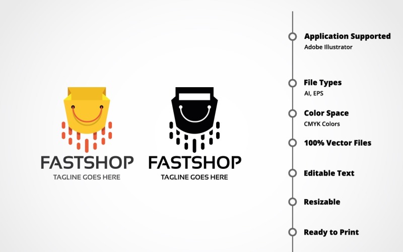 Download Шаблон логотипа "Fast Shop Logo Template" / Fast Shop Logo Template - Шаблон логотипа на тему графика basket,business,cart,commerce,dealing,delivery,eshop,fast,firm,illustrator,logo,logotype,market,outlet,post,shop,shopping,stock,store,trade