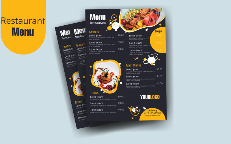 Download Vector "Creative Menu Design  Template Design Food Flyer - Vector Image" / Creative Menu Design  Template Design Food Flyer - Vector Image - Vector на тему графика restaurant,brochure,seafood,vector,design,cover,drinks,lunch,template,chalkboard,graphic,a4,flyer
