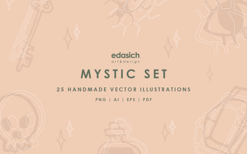 Download Vector "Mystic Handmade  Illustrations Set - Vector Image" / Mystic Handmade  Illustrations Set - Vector Image - Vector на тему графика icons,icon set,vectors,vector icons,vector set,mystic icons,mystic,mystical,mystical elements,elements,minimal,illustration,crystal,halloween,design,graphic design,vector design,skull,mushroo