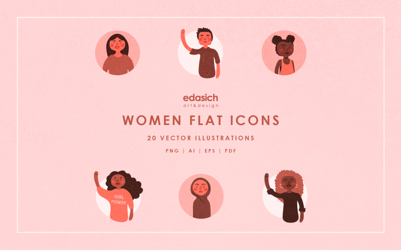 Download Vector "Women  Illustrations Set - Vector Image" / Women  Illustrations Set - Vector Image - Vector на тему графика icons,vectors,women,illustrations,cute,elements,women icons,women vectors,girls,cute girls,women illustrations,activists,activists icons,women activists,design,women design,cute design,icon s