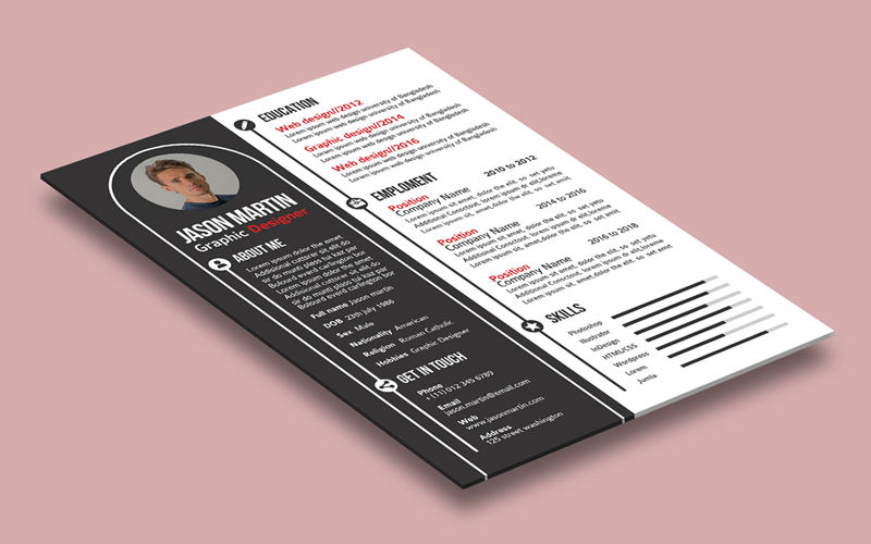Download Резюме "Black Creative v1 Resume Template" / Black Creative v1 Resume Template - Резюме на тему графика elegant resume,female resume,feminine,infographic,letter,minimalist,modern resume,portfolio,professional,resume,resume clean,resume cv,resume design,resume indesign,resume infographic,resume 