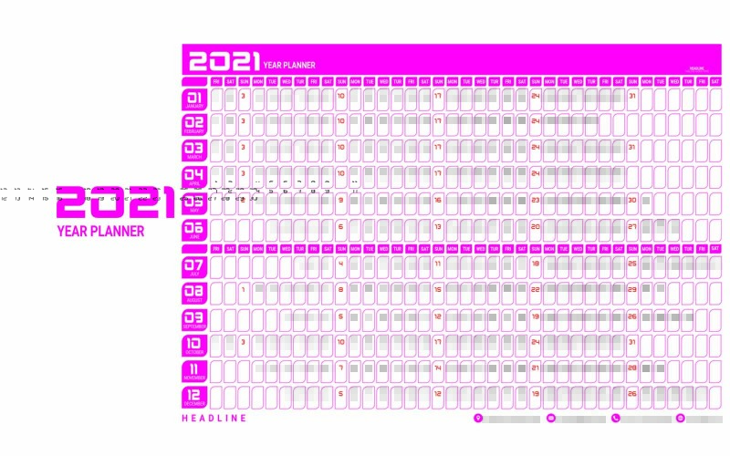 Download Planner "2021 Year Wall Planner" / 2021 Year Wall Planner - Planner на тему графика business,calendar,calender,clean,company,day,design,modern,month,new year,plan,planner,post,poster,table,template,wall,wall planner,year planner,personal