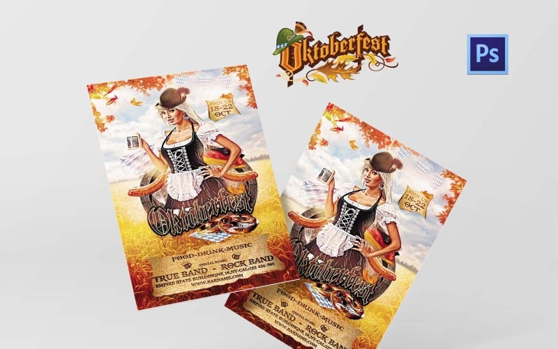 Download PSD шаблон "Blonde Oktoberfest Fest PSD Template" / Blonde Oktoberfest Fest PSD Template - PSD шаблон на тему графика october,oktober,fest,flyer,psd,print
