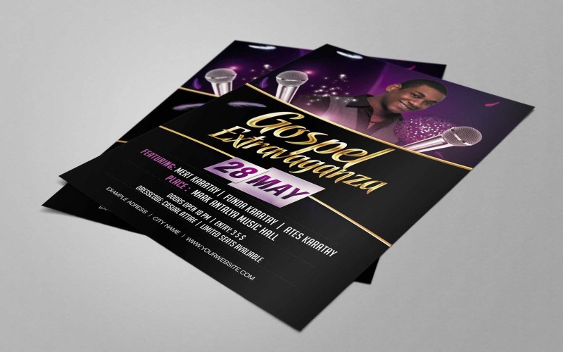 Download PSD шаблон "Gospel Singer PSD Template" / Gospel Singer PSD Template - PSD шаблон на тему графика church,gospel,flyer,photoshop,print,event