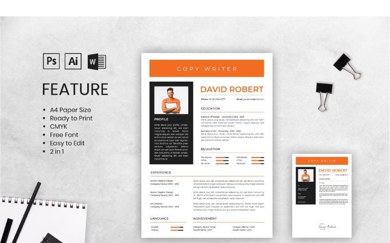 Download Резюме "Cv Resume David Robert Resume Template" / Cv Resume David Robert Resume Template - Резюме на тему графика adobe illustrator,applying,companies,curriculum vitae,female,freelance,jobs,personal brand,photoshop,portofolio,profile,resume,self branding,theme,videographer,word,worker