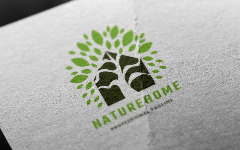 Download Шаблон логотипа "Nature Home Logo Template" / Nature Home Logo Template - Шаблон логотипа на тему графика building,business,care,creative,decorative,ecology,floral,garden,gardening,green,grow,growing,home,house,nature,tree