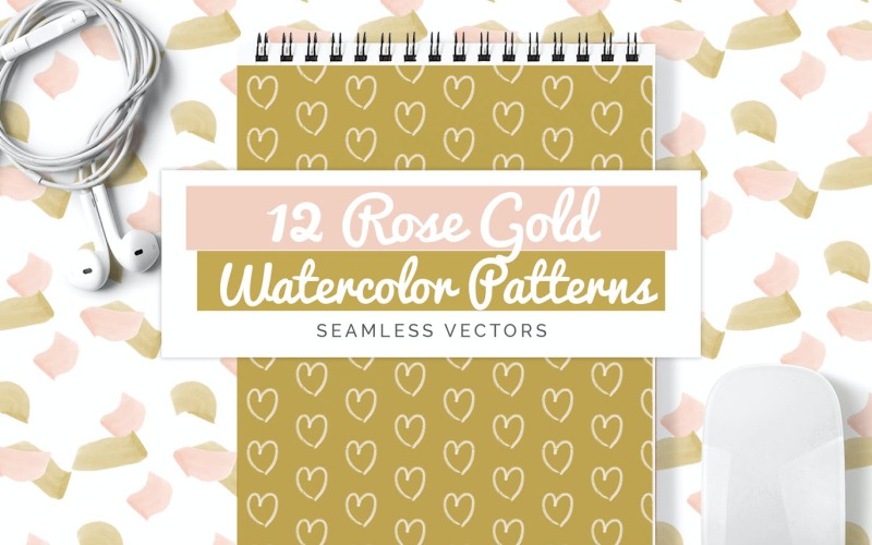 Download Pattern "Rose Gold Watercolor Seamless Vector Pattern" / Rose Gold Watercolor Seamless Vector Pattern - Pattern на тему графика pattern,pattern set,vector,print,fashion,craft