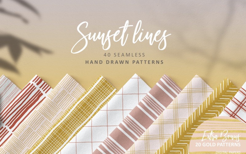 Download Pattern "Sunset Lines Hand Drawn Pattern" / Sunset Lines Hand Drawn Pattern - Pattern на тему графика pattern,pattern set,vector,print,fashion,craft