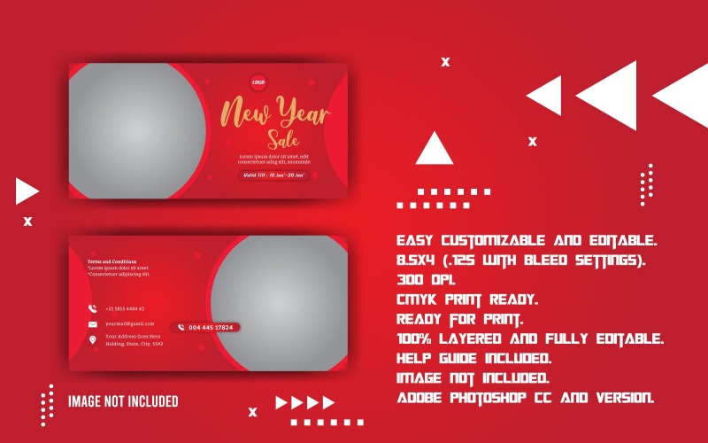 Download Фирменный стиль "New Year Promotional Sale Voucher Corporate" / New Year Promotional Sale Voucher Corporate - Фирменный стиль на тему графика banner,bread,brochure,burger,business,card,combo,cooked,coupon,design,dessert,dinner,discount,drink,fast,flyer,food,free,fried,gift