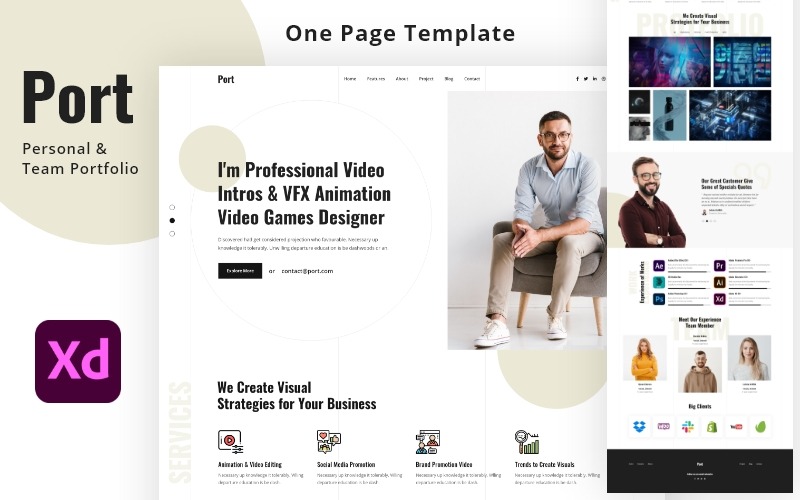Download UI элементы "Port - Personal &amp; Team Portfolio XD Template UI Elements" / Port - Personal &amp; Team Portfolio XD Template UI Elements - UI элементы на тему графика clean,curriculum vitae,cv,lightbox,minimal,personal portfolio,portfolio,resume,vcard,virtual business card,xd,agency,corporate,creative,designer