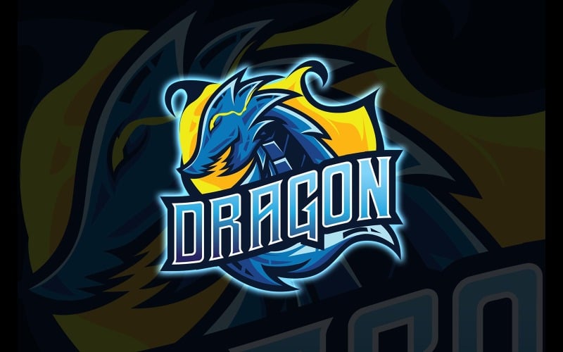 Download Шаблон логотипа "Dragon Logo Template" / Dragon Logo Template - Шаблон логотипа на тему графика dragon,badges,logotemplate,logo,template,graphic,illustration,fire,sport,e sports,modern,bold,strong