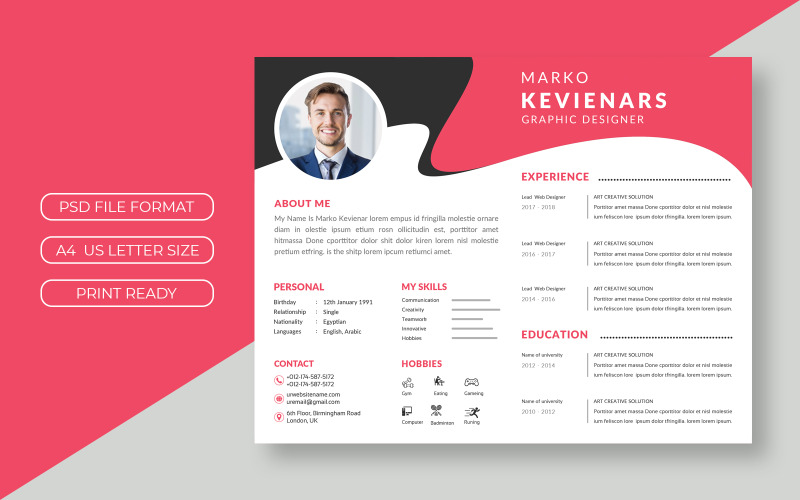 Download Резюме "Marko Kevinenars Curriculum Vitae Theme Resume Template" / Marko Kevinenars Curriculum Vitae Theme Resume Template - Резюме на тему графика cv,brochure,resume,poster,business,abstract,cover,template,blue,magazine,triangle,typography,layout,marketing,polygon,idea,leaflet,promotion,presentation,graphic