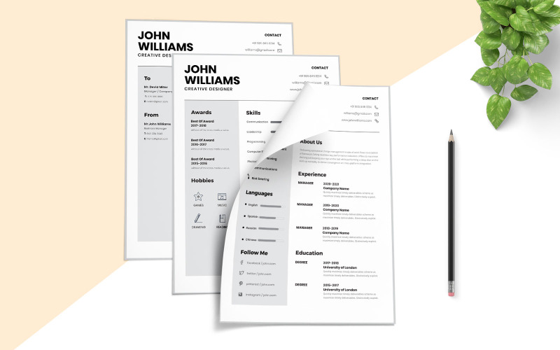 Download Резюме "Minimal CV Resume Template" / Minimal CV Resume Template - Резюме на тему графика minimal,cv,template,professionals,professional,curriculum,vitae,resume,resumes,cover,letter,business,corporate,job,offer
