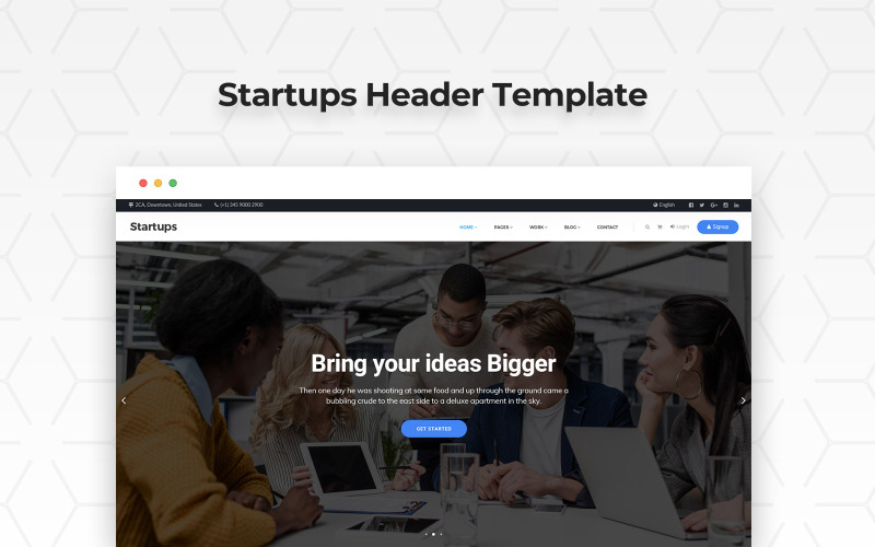 Download PSD шаблон "Startup Header PSD Template" / Startup Header PSD Template - PSD шаблон на тему графика startup,header,psd,templates,template,web,development,websites,ui,ux,kit,kits,pack,application,backend,panel,project,management
