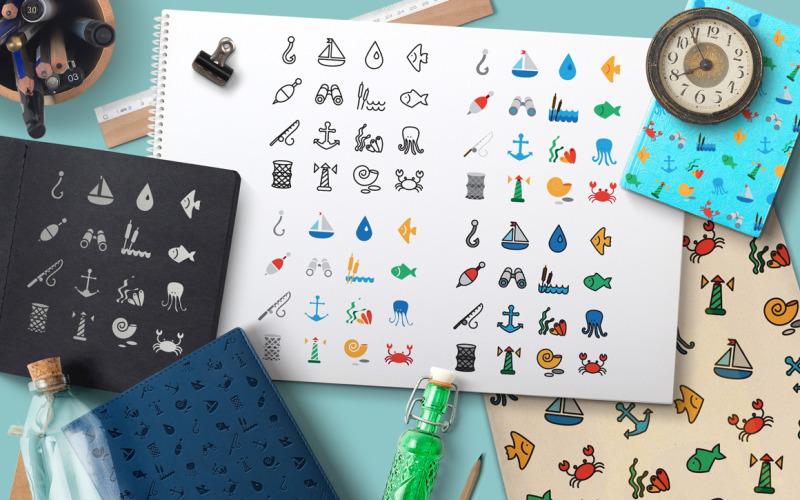 Download Pattern "Sea Icons Set Pattern" / Sea Icons Set Pattern - Pattern на тему графика sign,children,nature,summer,vector,fabric,collection,nautical,travel,pack,ornament,child,camping,cloth,sea,print,icon,water,ocean,lighthouse,set,kid,animal,pattern,wallpaper,seamless,symbol,b