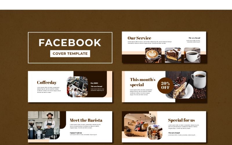 Download Шаблон для соцсетей "Facebook Cover Coffeday Social Media Template" / Facebook Cover Coffeday Social Media Template - Шаблон для соцсетей на тему графика adobe photoshop,banner,brand,business,cover,facebook,information,modern,product,profile,promotions,service,social media,template,website