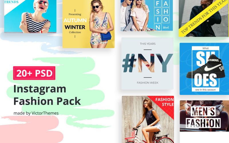 Download Шаблон для соцсетей "Instagram Fashion Pack Social Media Template" / Instagram Fashion Pack Social Media Template - Шаблон для соцсетей на тему графика instagram,facebook,fashion,shop,trendy,banner,blog,beauty,promotion,twitter,social,media,pack,kit,pinterest