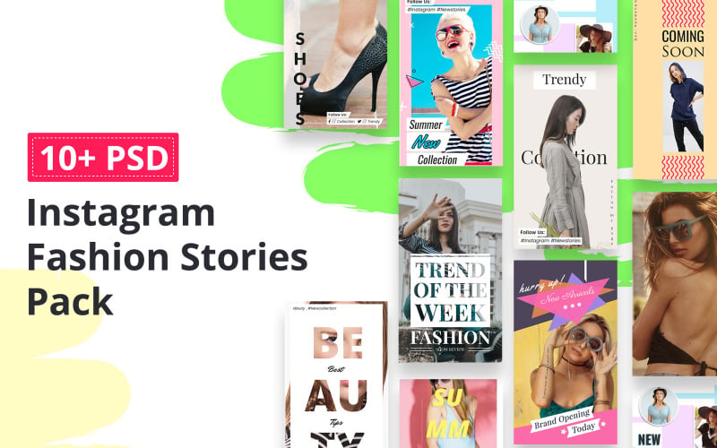 Download Шаблон для соцсетей "Instagram Fashion Stories Social Media Template" / Instagram Fashion Stories Social Media Template - Шаблон для соцсетей на тему графика instagram,facebook,twitter,pinterest,shop,trendy,banner,blog,beauty,promotion,social,media,pack,kit,stories