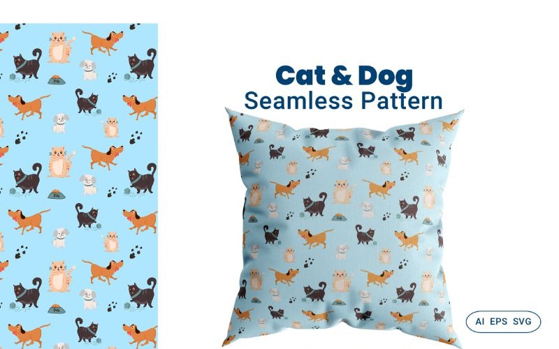 Download Background "Seamless Pattern Cat &amp; Dog Background" / Seamless Pattern Cat &amp; Dog Background - Background на тему графика background,pattern,illustration,vector,design,texture,print,seamless,nature,wallpaper,graphic,textile,space,robot,alien
