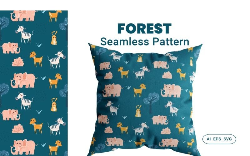 Download Background "Seamless Pattern Forest Background" / Seamless Pattern Forest Background - Background на тему графика background,pattern,illustration,vector,design,texture,print,seamless,nature,wallpaper,graphic,textile,space,robot,alien