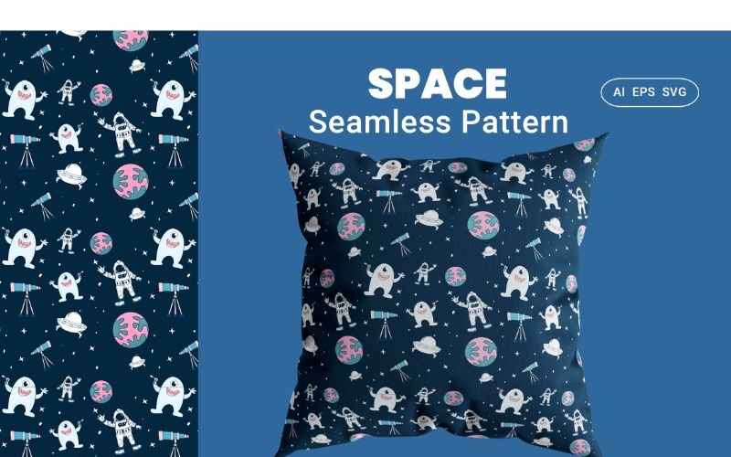 Download Background "Seamless Pattern Space Background" / Seamless Pattern Space Background - Background на тему графика background,pattern,illustration,vector,design,texture,print,seamless,nature,wallpaper,graphic,textile,space,robot,alien