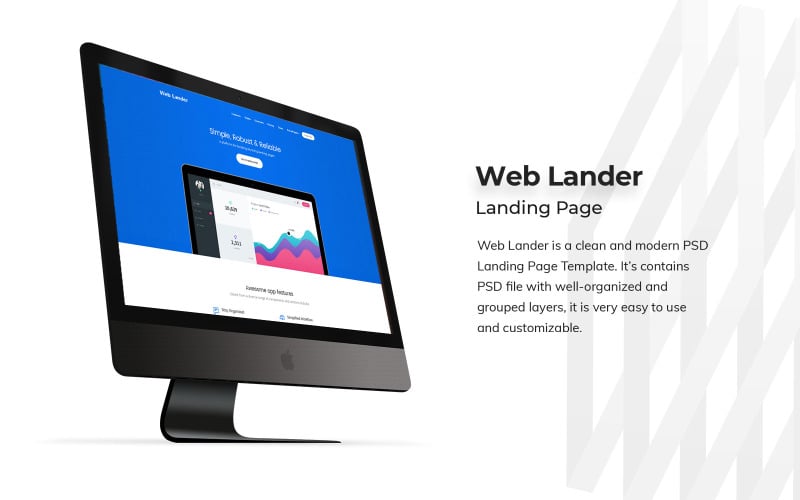 Download PSD шаблон "Web App Landing Page PSD Template" / Web App Landing Page PSD Template - PSD шаблон на тему графика web,app,landing,page,psd,templates,design,designs,application,website,websites,design designs,ui,kit,ux,pack,template,backend,panel,project