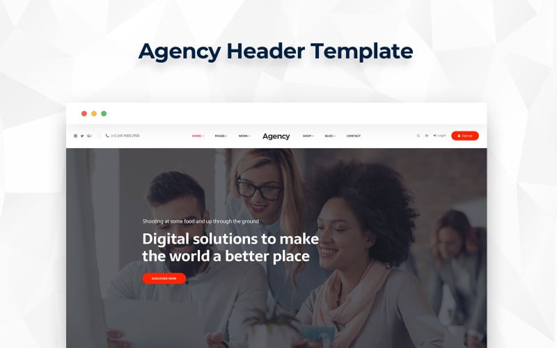 Download PSD шаблон "Agency Header PSD Template" / Agency Header PSD Template - PSD шаблон на тему графика agency,header,psd,templates,template,ui,ux,kit,digital,file,holography,pack,application,backend,panel,project,management,web