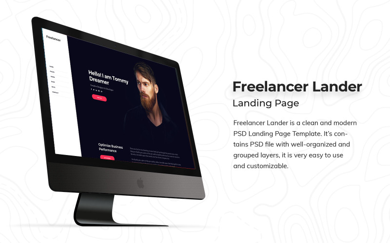 Download PSD шаблон "Freelancer Landing Page PSD Template" / Freelancer Landing Page PSD Template - PSD шаблон на тему графика freelancer,landing,page,psd,template,templates,pages,kit,blog,lander,design,graphics,ui,ux,pack,application,backend,panel,project,management