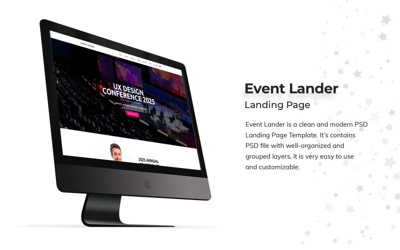 Download PSD шаблон "Event Landing Page PSD Template" / Event Landing Page PSD Template - PSD шаблон на тему графика event,landing,page,psd,templates,app,ui,kit,ux,application,design,graphic