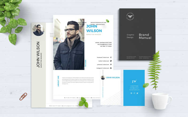 Download Резюме "Corporate Stylish CV Resume Template" / Corporate Stylish CV Resume Template - Резюме на тему графика cv,template,coverletter,businesscard,printable