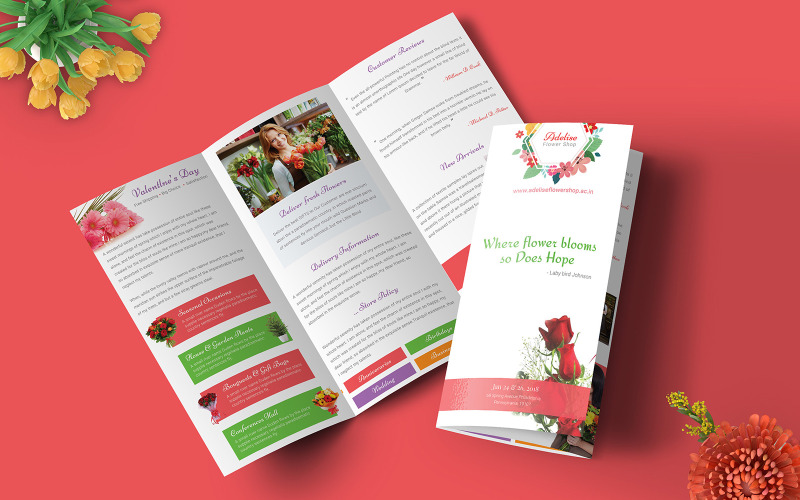 Download Фирменный стиль "Flower Bouquet Shop - Trifold Brochure - Corporate Identity Template" / Flower Bouquet Shop - Trifold Brochure - Corporate Identity Template - Фирменный стиль на тему графика brochure,business,creative,fresh,information,multipurpose,product,promotion,template,flowershop,bokehshop,colorful,bouquet,gift,trifold
