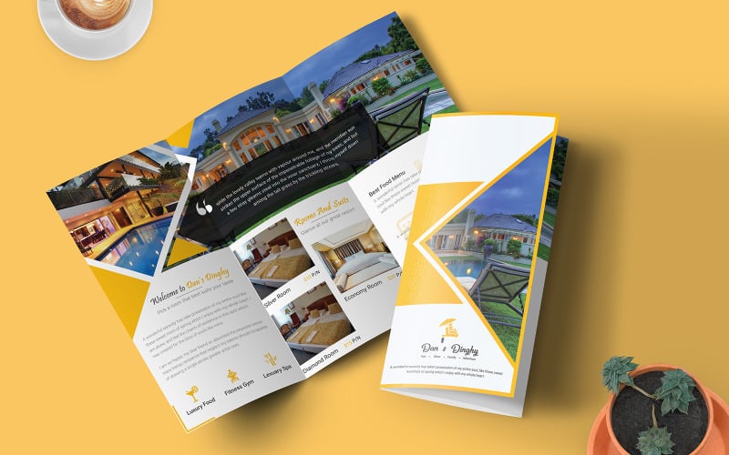 Download Фирменный стиль "Hotel Resort - Trifold Brochure - Corporate Identity Template" / Hotel Resort - Trifold Brochure - Corporate Identity Template - Фирменный стиль на тему графика brochure,catalog,company,profile,corporate,creative,elegant,flyer,marketing,modern,multipurpose,hotel,resort,booking,trifold
